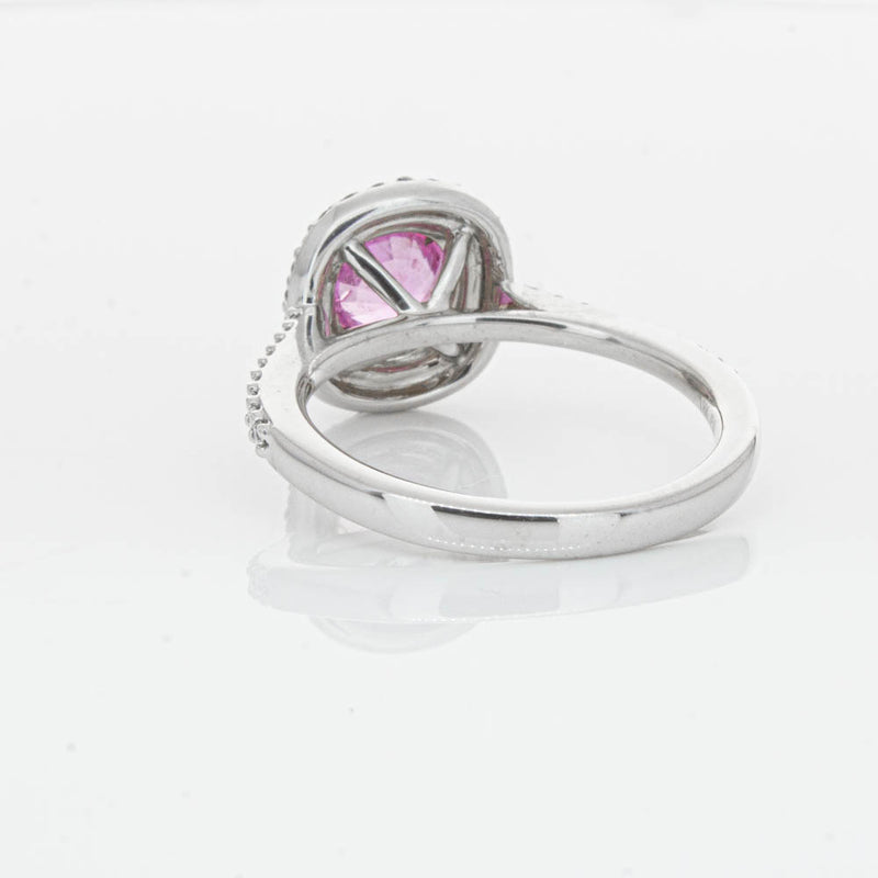 18ct White Gold Pink Sapphire & Diamond Rosa Ring-Ring-Walker & Hall