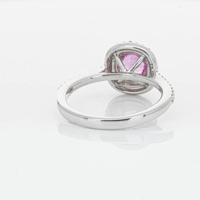 18ct White Gold Pink Sapphire & Diamond Rosa Ring-Ring-Walker & Hall