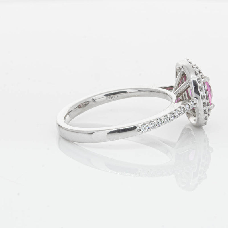 18ct White Gold Pink Sapphire & Diamond Rosa Ring-Ring-Walker & Hall