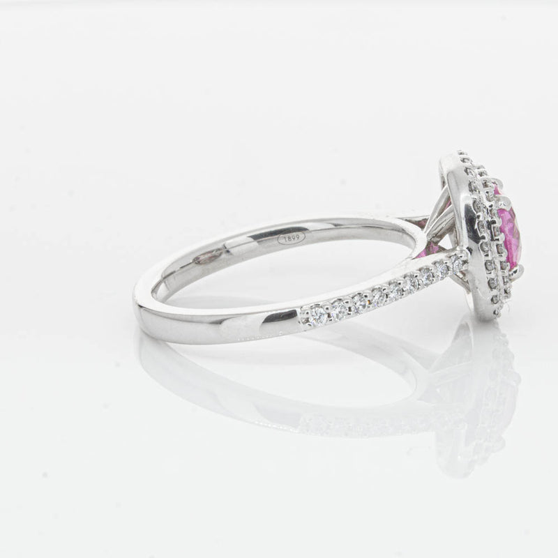18ct White Gold Pink Sapphire & Diamond Rosa Ring-Ring-Walker & Hall