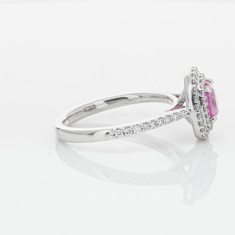 18ct White Gold Pink Sapphire & Diamond Rosa Ring-Ring-Walker & Hall