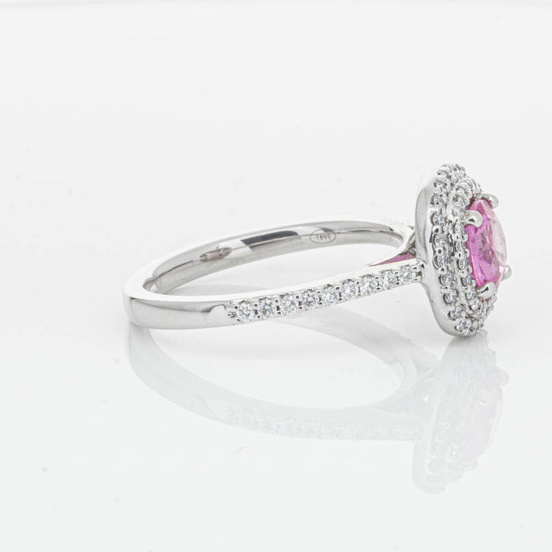 18ct White Gold Pink Sapphire & Diamond Rosa Ring-Ring-Walker & Hall