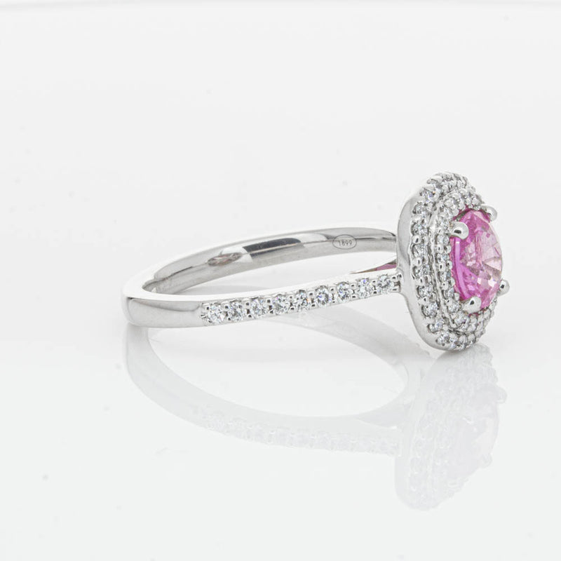 18ct White Gold Pink Sapphire & Diamond Rosa Ring-Ring-Walker & Hall