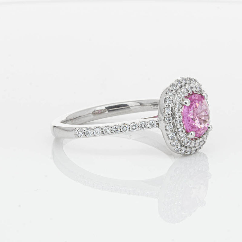 18ct White Gold Pink Sapphire & Diamond Rosa Ring-Ring-Walker & Hall