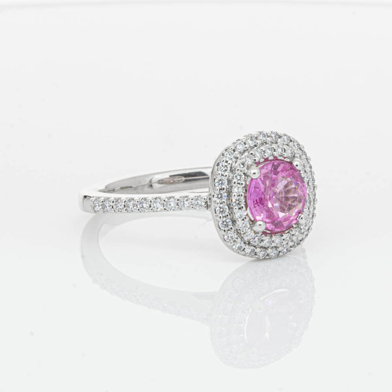 18ct White Gold Pink Sapphire & Diamond Rosa Ring-Ring-Walker & Hall