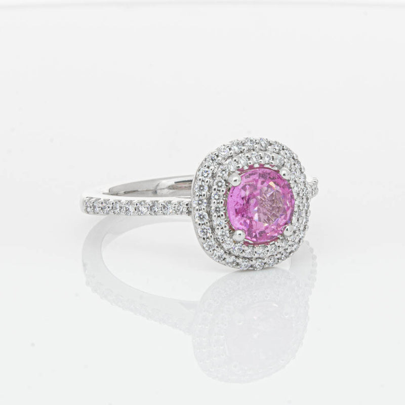 18ct White Gold Pink Sapphire & Diamond Rosa Ring-Ring-Walker & Hall