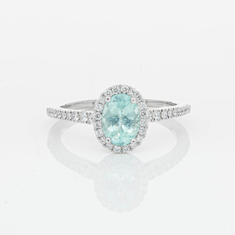 18ct White Gold Paraiba Tourmaline & Diamond Mini Sierra Ring-Ring-Walker & Hall