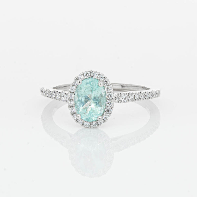 18ct White Gold Paraiba Tourmaline & Diamond Mini Sierra Ring-Ring-Walker & Hall