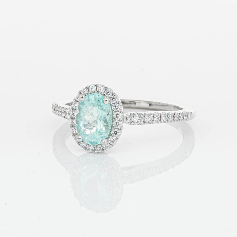 18ct White Gold Paraiba Tourmaline & Diamond Mini Sierra Ring-Ring-Walker & Hall