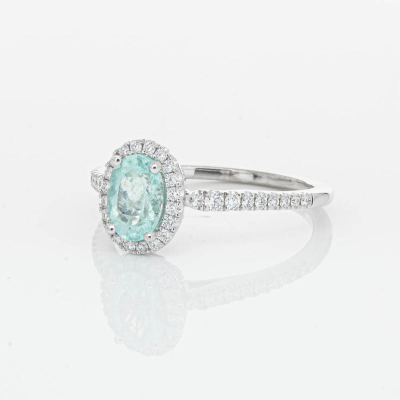 18ct White Gold Paraiba Tourmaline & Diamond Mini Sierra Ring-Ring-Walker & Hall
