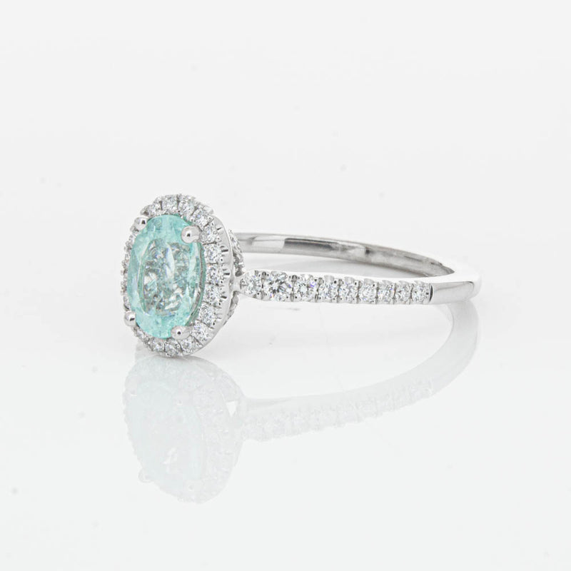 18ct White Gold Paraiba Tourmaline & Diamond Mini Sierra Ring-Ring-Walker & Hall