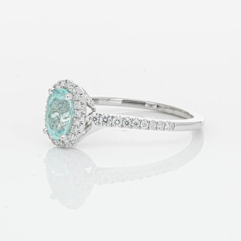 18ct White Gold Paraiba Tourmaline & Diamond Mini Sierra Ring-Ring-Walker & Hall