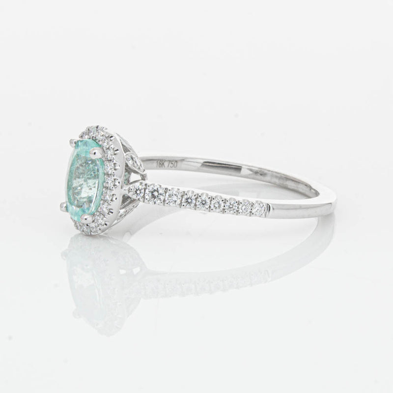 18ct White Gold Paraiba Tourmaline & Diamond Mini Sierra Ring-Ring-Walker & Hall