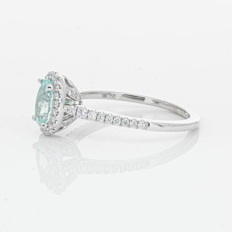 18ct White Gold Paraiba Tourmaline & Diamond Mini Sierra Ring-Ring-Walker & Hall