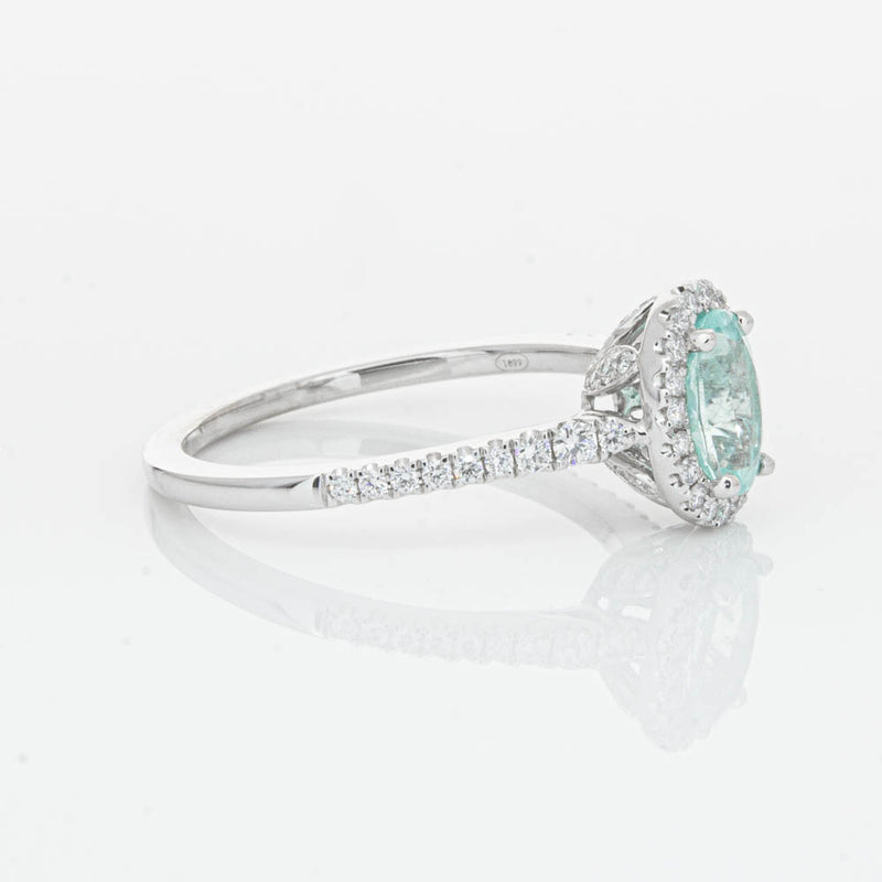18ct White Gold Paraiba Tourmaline & Diamond Mini Sierra Ring-Ring-Walker & Hall