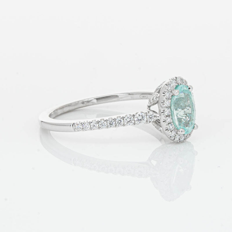 18ct White Gold Paraiba Tourmaline & Diamond Mini Sierra Ring-Ring-Walker & Hall