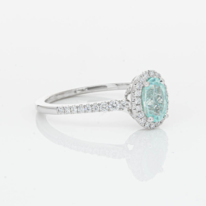 18ct White Gold Paraiba Tourmaline & Diamond Mini Sierra Ring-Ring-Walker & Hall