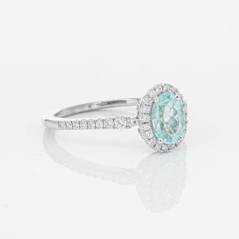 18ct White Gold Paraiba Tourmaline & Diamond Mini Sierra Ring-Ring-Walker & Hall