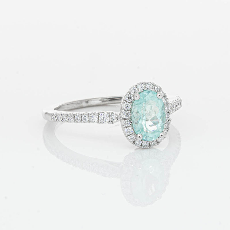 18ct White Gold Paraiba Tourmaline & Diamond Mini Sierra Ring-Ring-Walker & Hall