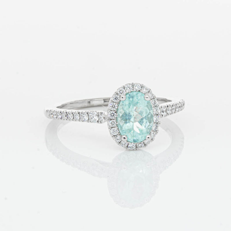 18ct White Gold Paraiba Tourmaline & Diamond Mini Sierra Ring-Ring-Walker & Hall
