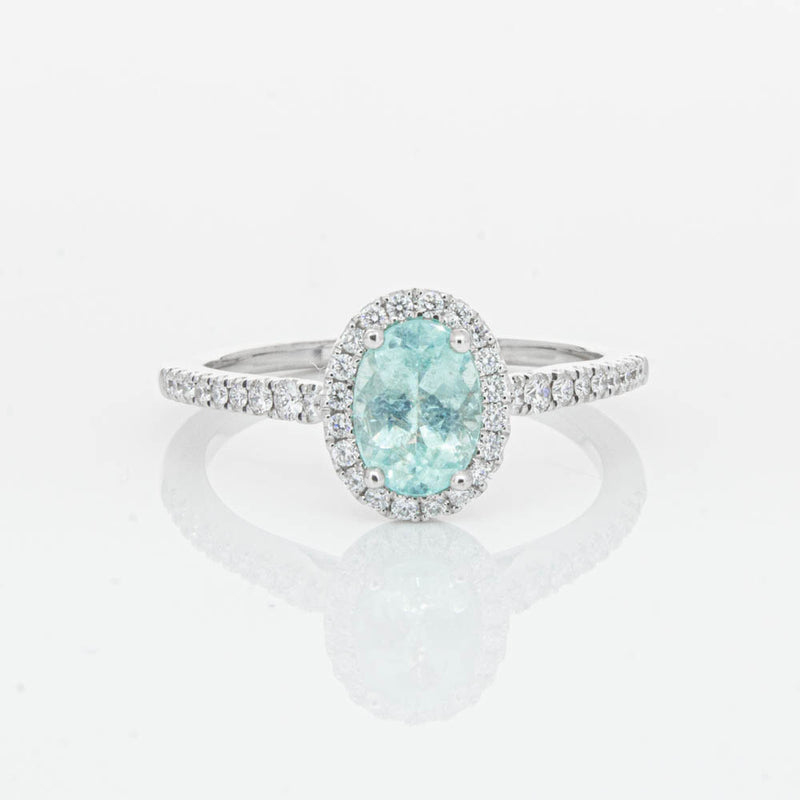 18ct White Gold Paraiba Tourmaline & Diamond Mini Sierra Ring-Ring-Walker & Hall