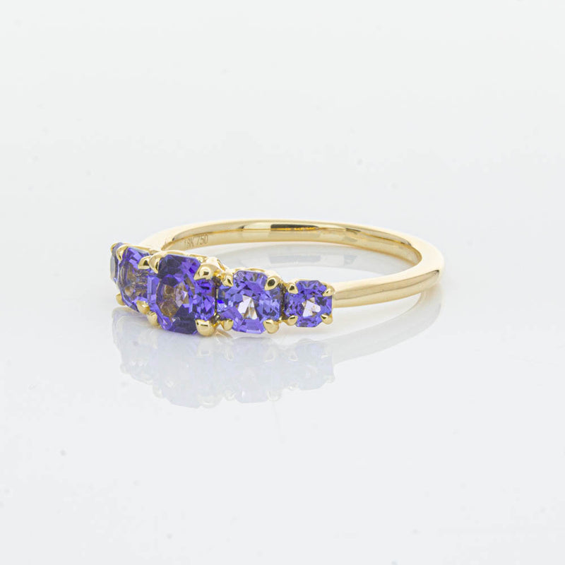 18ct Yellow Gold Five Stone Tanzanite Octavia Ring-Ring-Walker & Hall