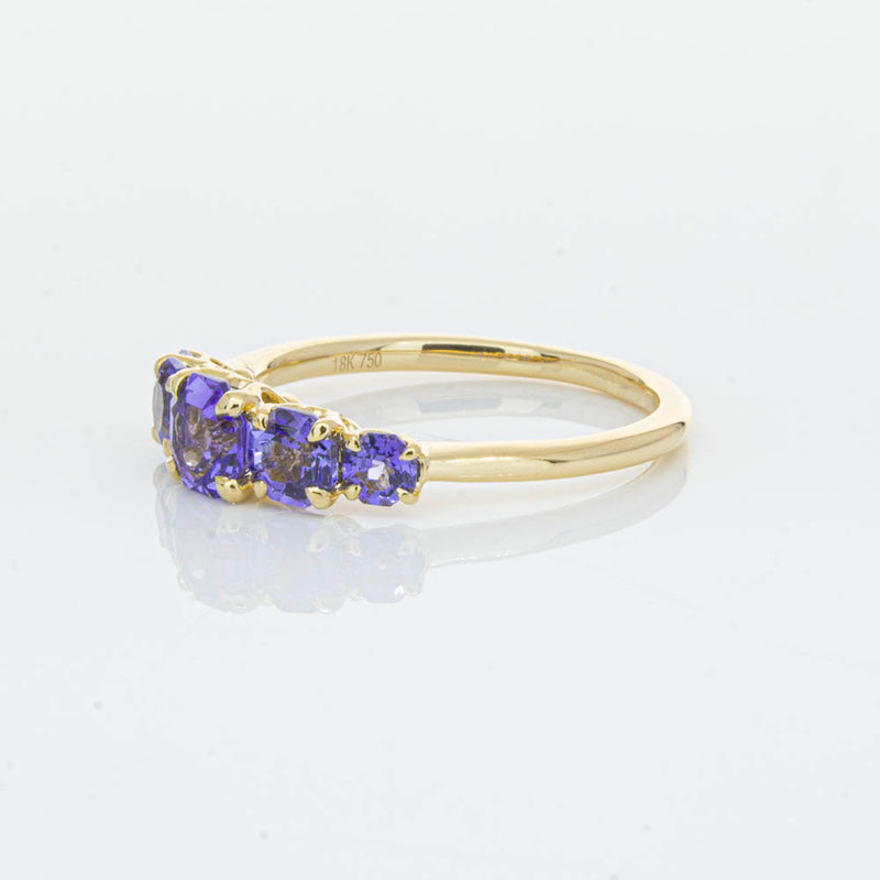 18ct Yellow Gold Five Stone Tanzanite Octavia Ring-Ring-Walker & Hall