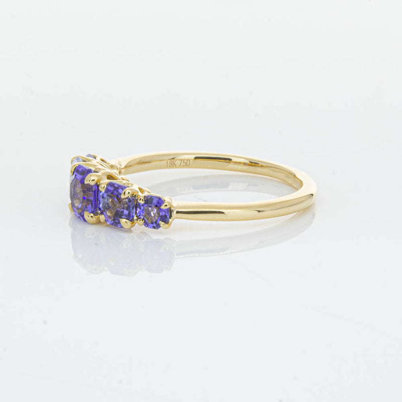 18ct Yellow Gold Five Stone Tanzanite Octavia Ring-Ring-Walker & Hall