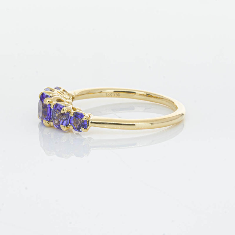 18ct Yellow Gold Five Stone Tanzanite Octavia Ring-Ring-Walker & Hall