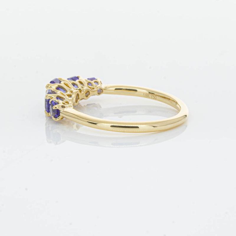 18ct Yellow Gold Five Stone Tanzanite Octavia Ring-Ring-Walker & Hall