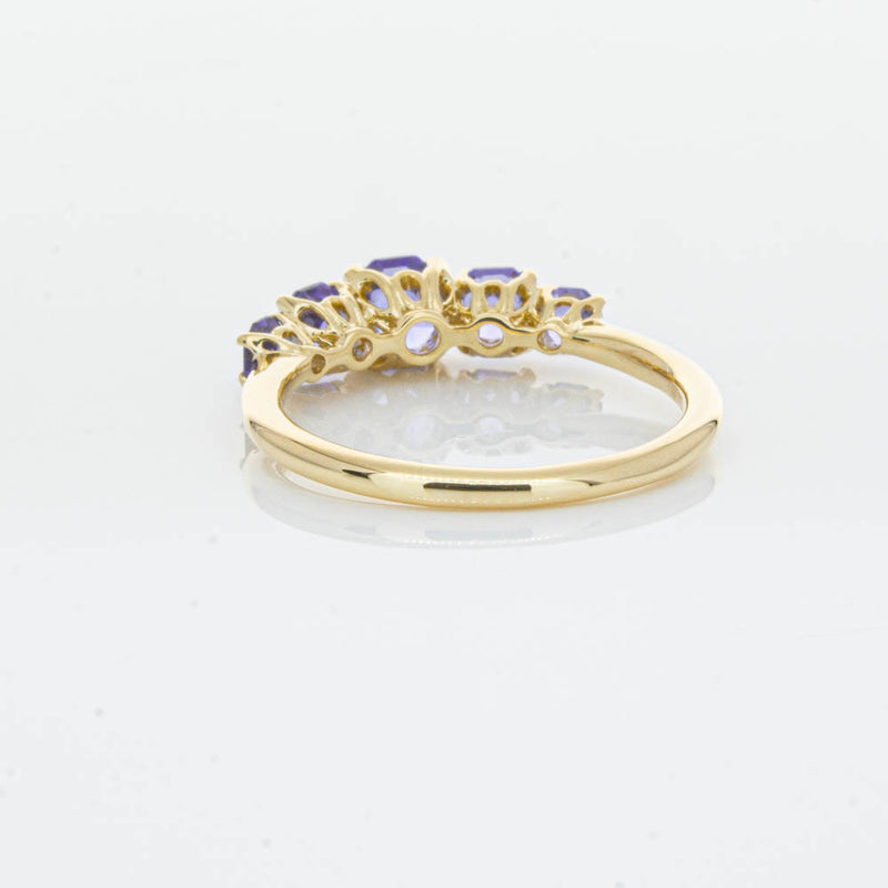 18ct Yellow Gold Five Stone Tanzanite Octavia Ring-Ring-Walker & Hall