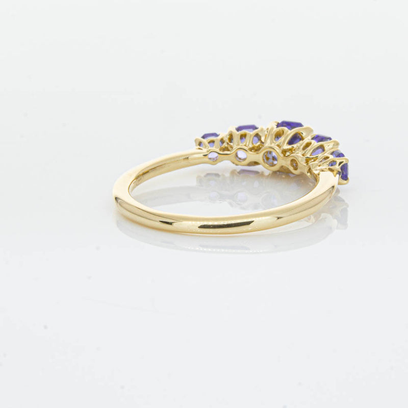 18ct Yellow Gold Five Stone Tanzanite Octavia Ring-Ring-Walker & Hall