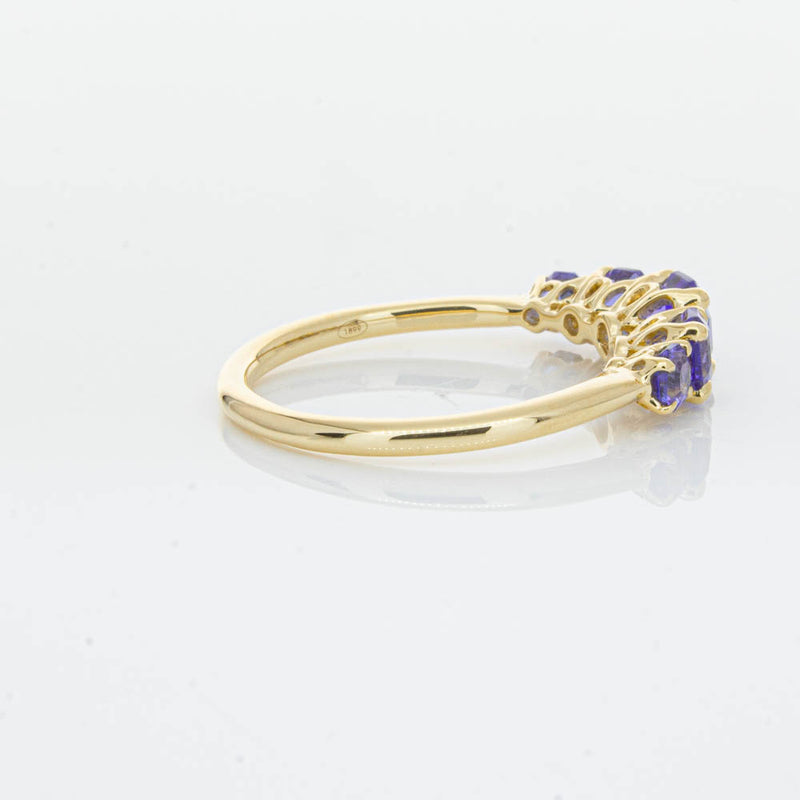 18ct Yellow Gold Five Stone Tanzanite Octavia Ring-Ring-Walker & Hall