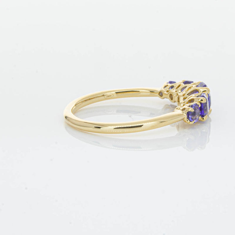 18ct Yellow Gold Five Stone Tanzanite Octavia Ring-Ring-Walker & Hall
