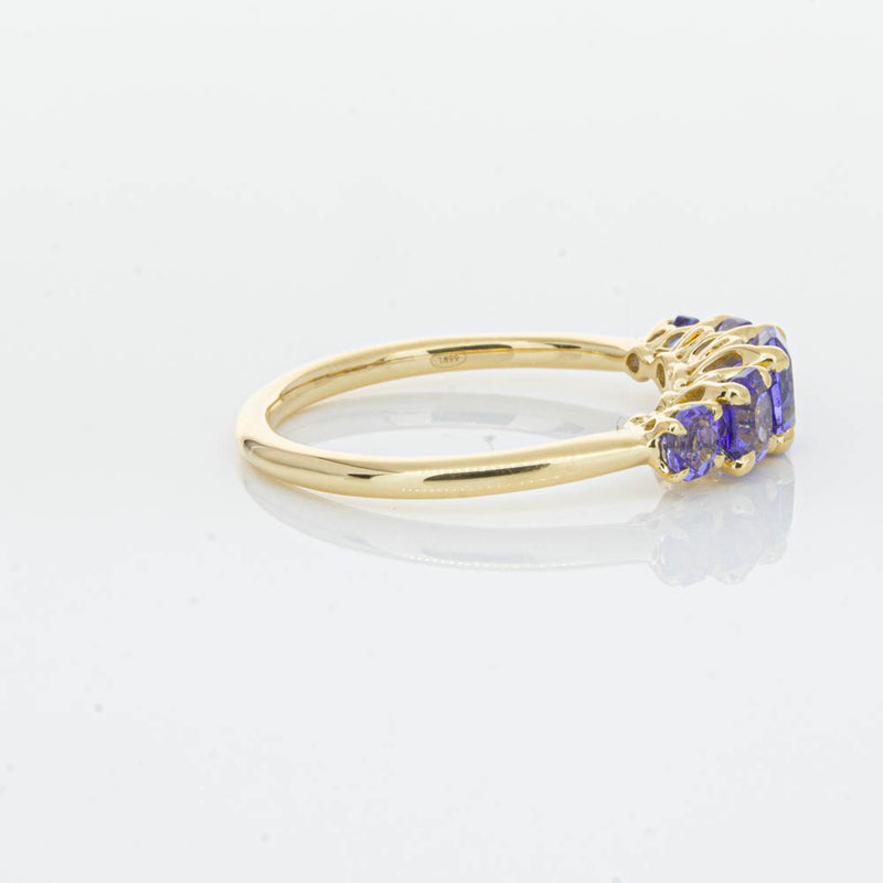 18ct Yellow Gold Five Stone Tanzanite Octavia Ring-Ring-Walker & Hall
