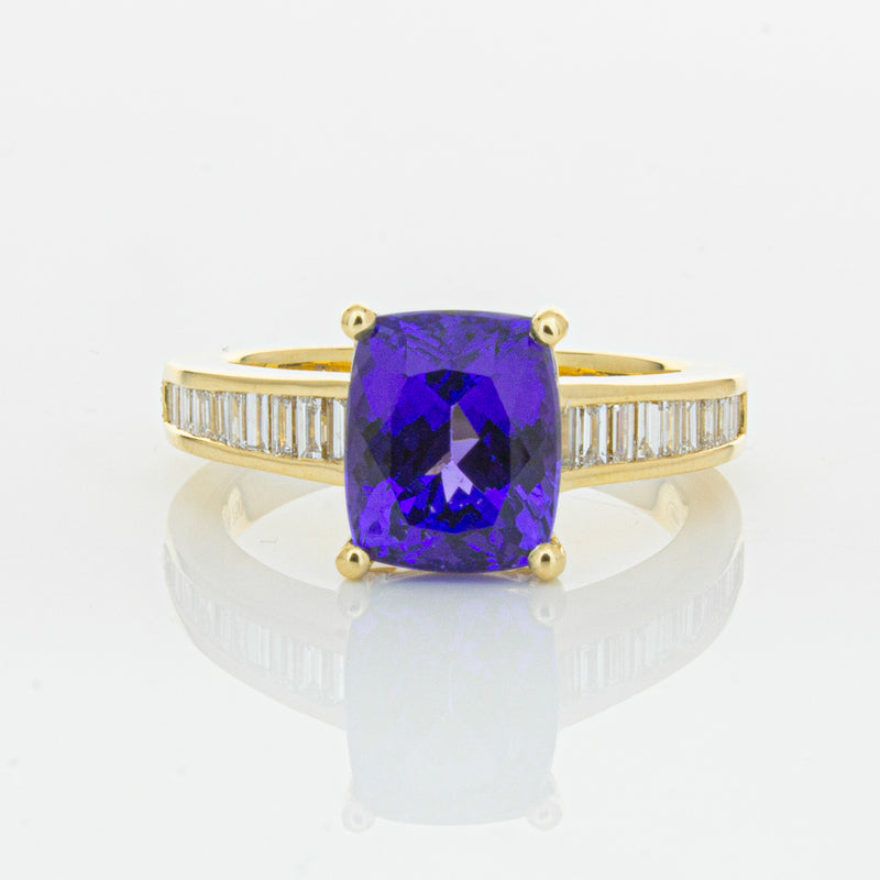 18ct Yellow Gold Tanzanite & Diamond Ring-Ring-Walker & Hall
