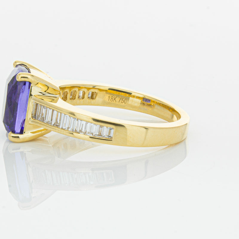 18ct Yellow Gold Tanzanite & Diamond Ring-Ring-Walker & Hall