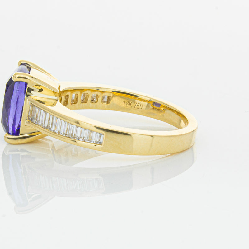 18ct Yellow Gold Tanzanite & Diamond Ring-Ring-Walker & Hall