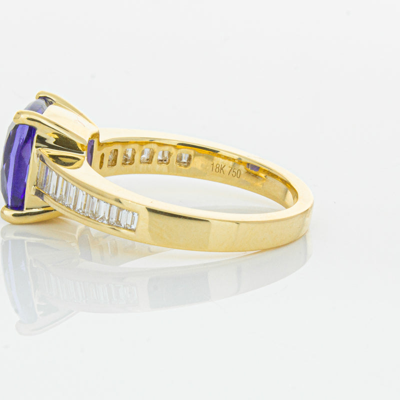 18ct Yellow Gold Tanzanite & Diamond Ring-Ring-Walker & Hall