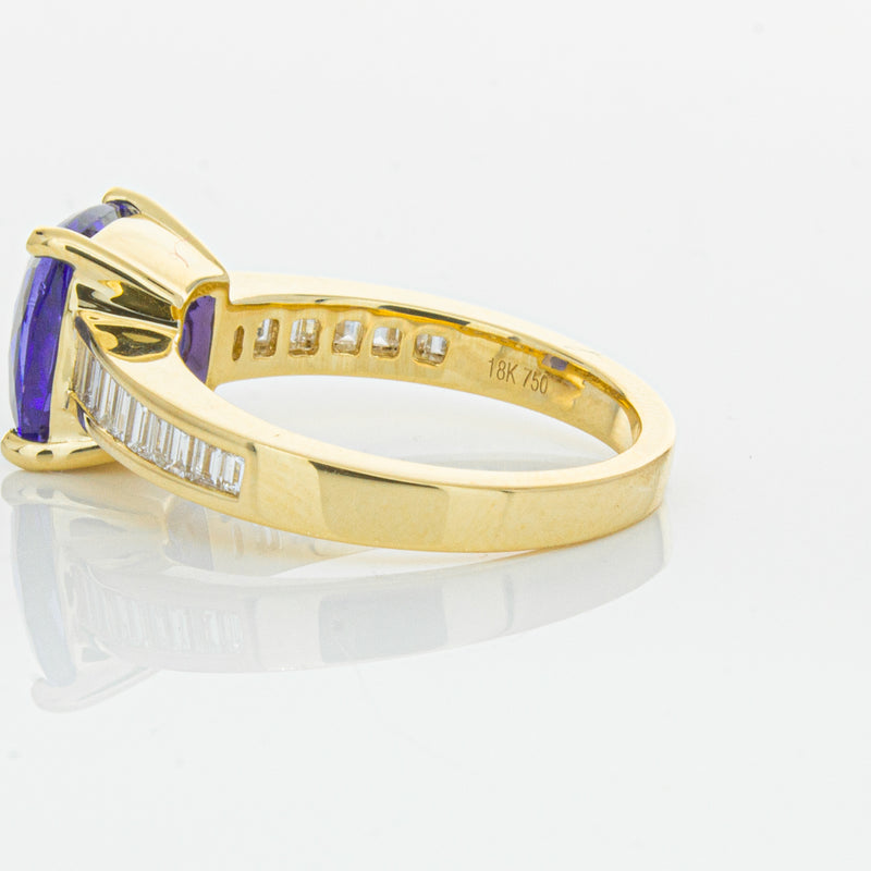 18ct Yellow Gold Tanzanite & Diamond Ring-Ring-Walker & Hall