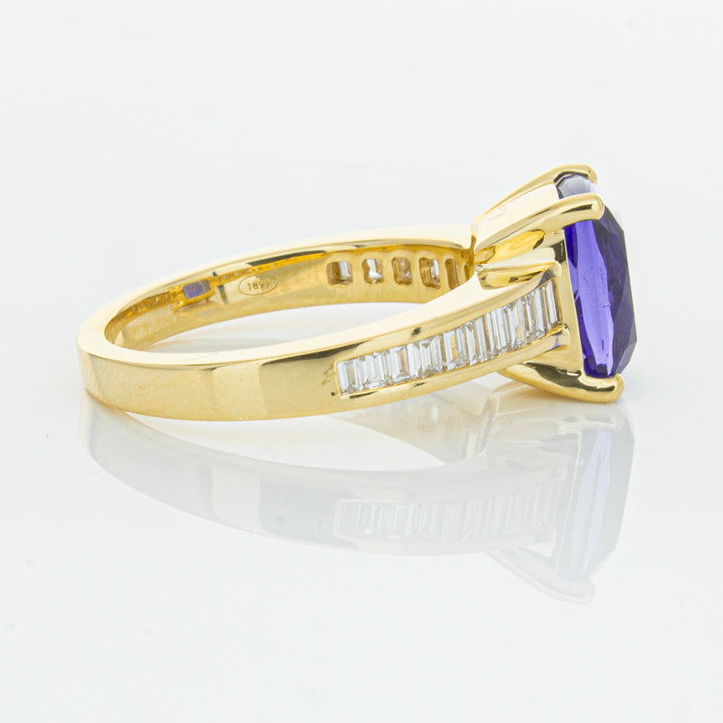 18ct Yellow Gold Tanzanite & Diamond Ring-Ring-Walker & Hall