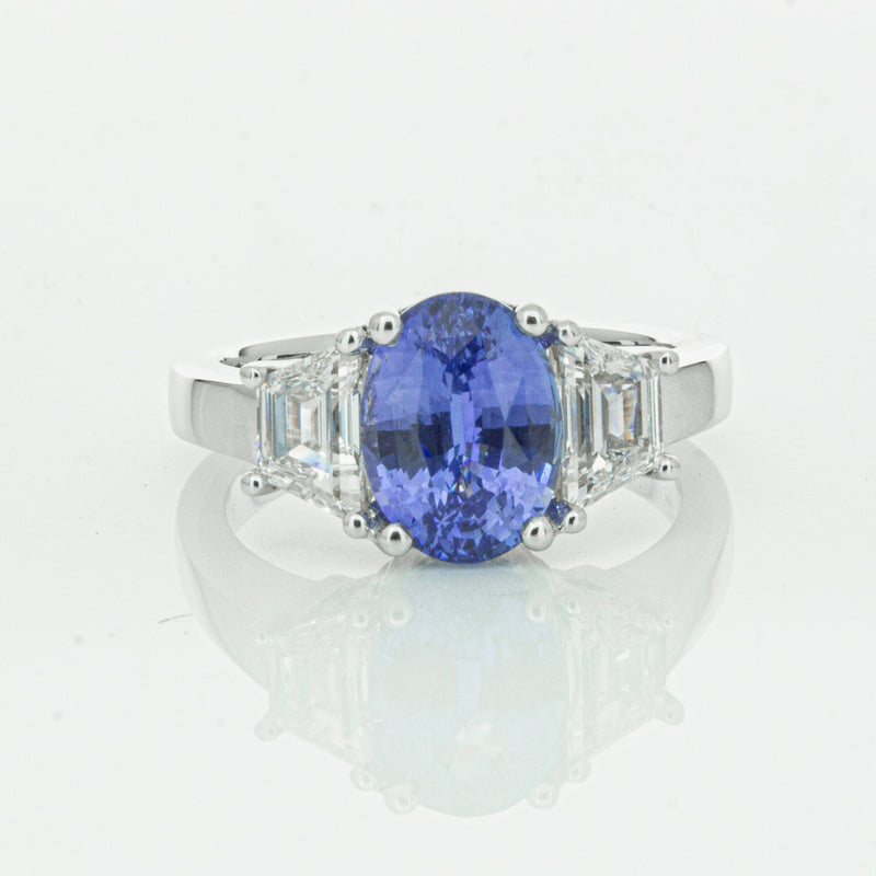 18ct White Gold 3.28ct Sapphire & Diamond Ring-Ring-Walker & Hall