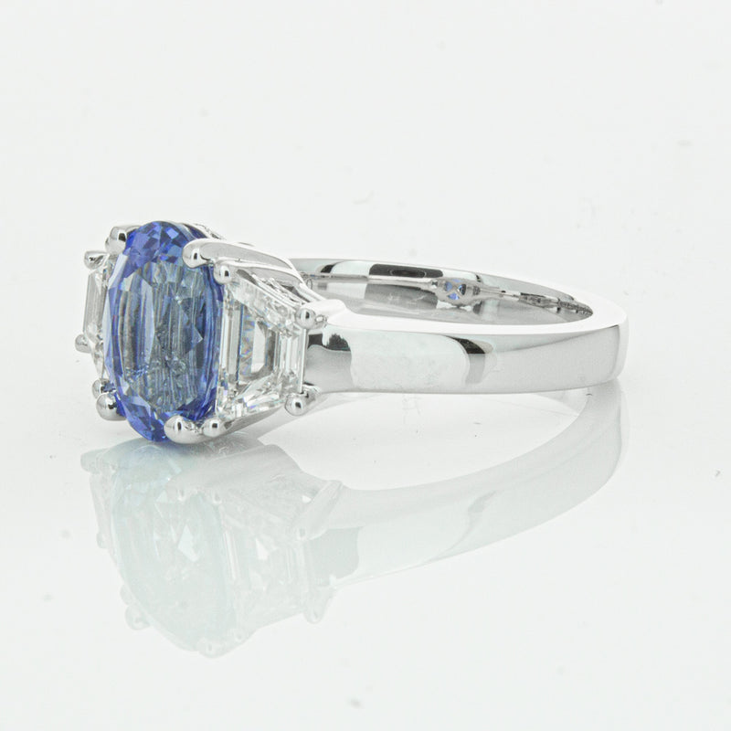 18ct White Gold 3.28ct Sapphire & Diamond Ring-Ring-Walker & Hall