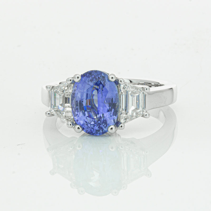 18ct White Gold 3.28ct Sapphire & Diamond Ring-Ring-Walker & Hall
