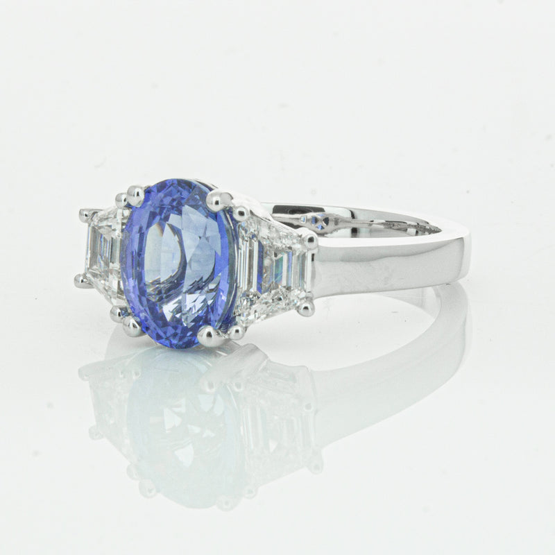 18ct White Gold 3.28ct Sapphire & Diamond Ring-Ring-Walker & Hall