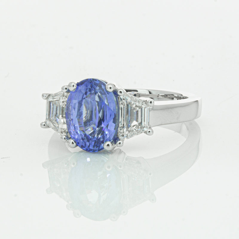 18ct White Gold 3.28ct Sapphire & Diamond Ring-Ring-Walker & Hall