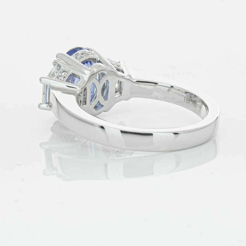 18ct White Gold 3.28ct Sapphire & Diamond Ring-Ring-Walker & Hall