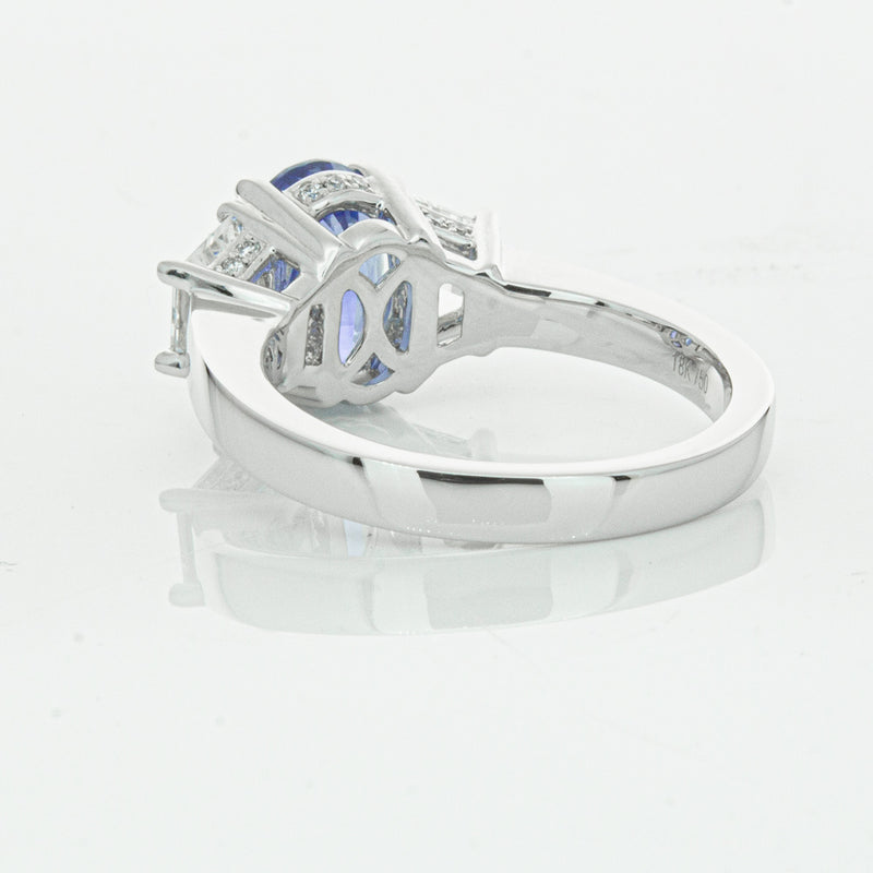 18ct White Gold 3.28ct Sapphire & Diamond Ring-Ring-Walker & Hall