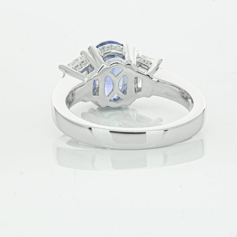 18ct White Gold 3.28ct Sapphire & Diamond Ring-Ring-Walker & Hall