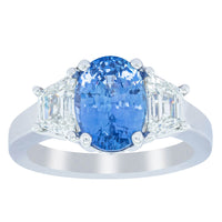 18ct White Gold 3.28ct Sapphire & Diamond Ring-Ring-Walker & Hall